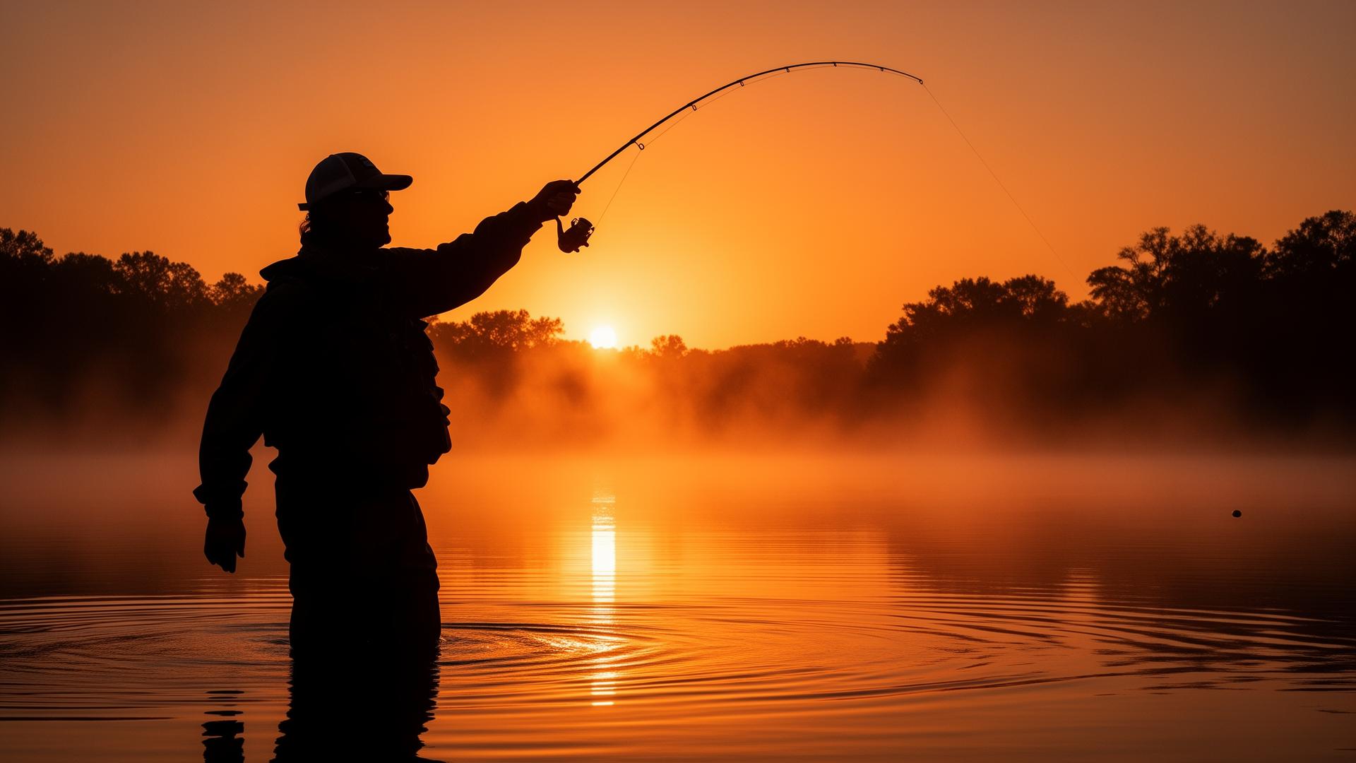 Fishing boat at sunrise on Lake Sterling
